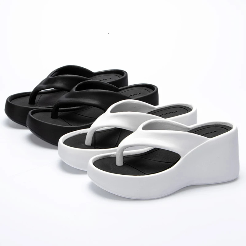 Super High Heels Flip Flops Women Summer Clip Toe Wedges Sandals Woman Chunky Platform Thick Sole Beach Slippers Slides 250528