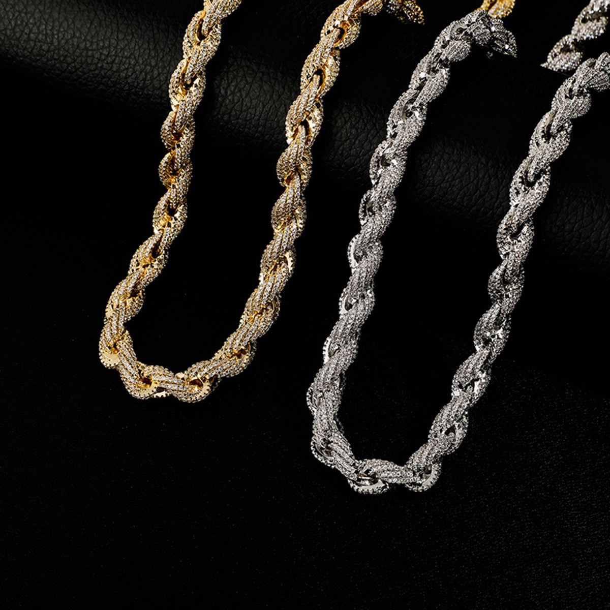 New Arrival Fashion Jewelry Popular White Gold Plated S Iced Out 8mm Vvs Moissanite Hip Hop Rope Chain Necklace for Men
