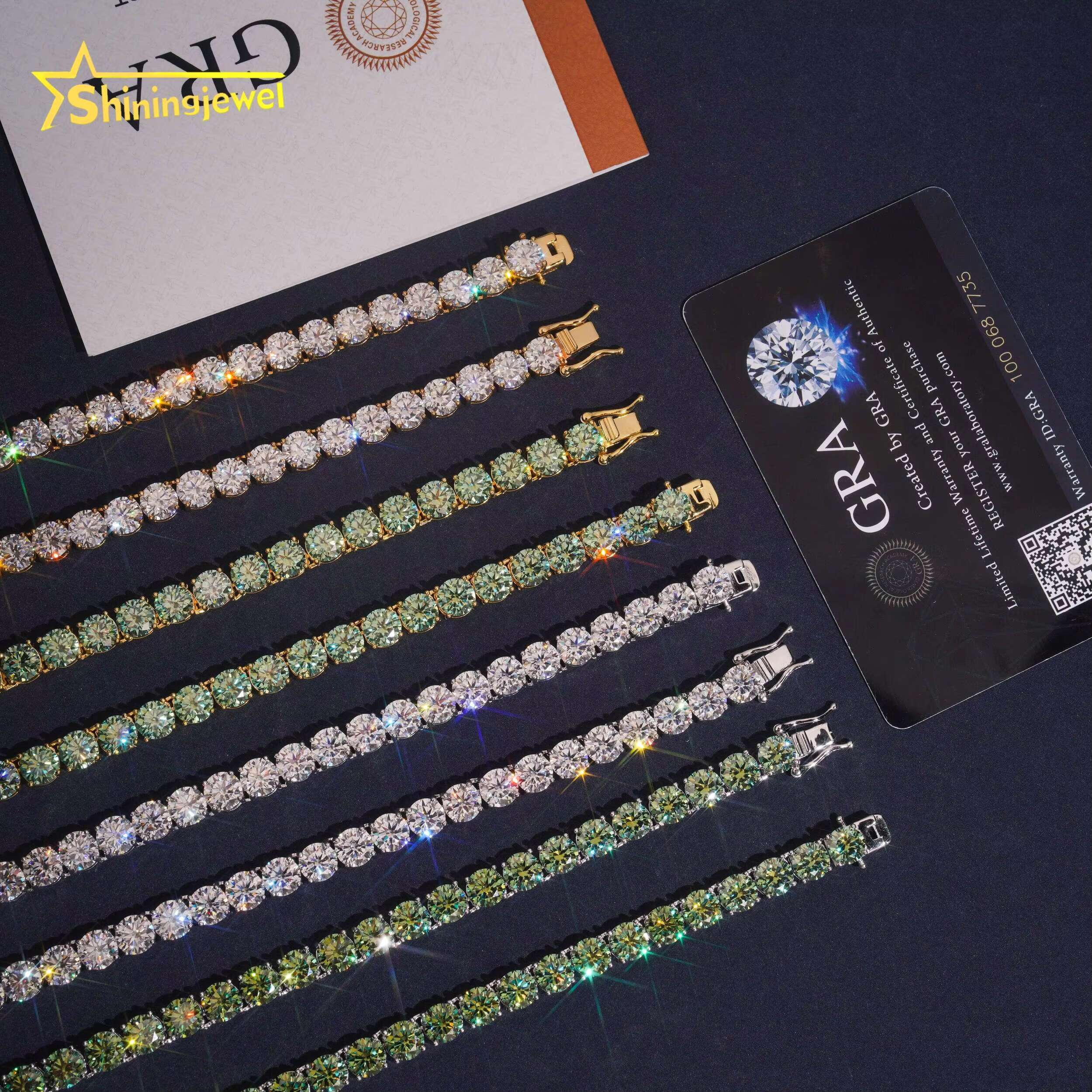 New Stock Fine Jewelry 925 Sterling Silver Fashion Necklaces 3-6MM Diamond Iced Out Moissanite Tennis Chain Necklace