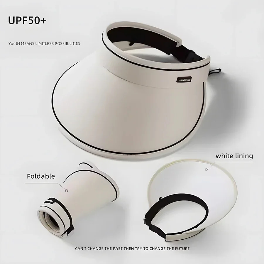 Stylish Summer Empty Top Sun Hat Wide Brim Visor Hat Women Portable Outdoor Sports Beach Cycling Uv Protection Sunshade Hat 250530