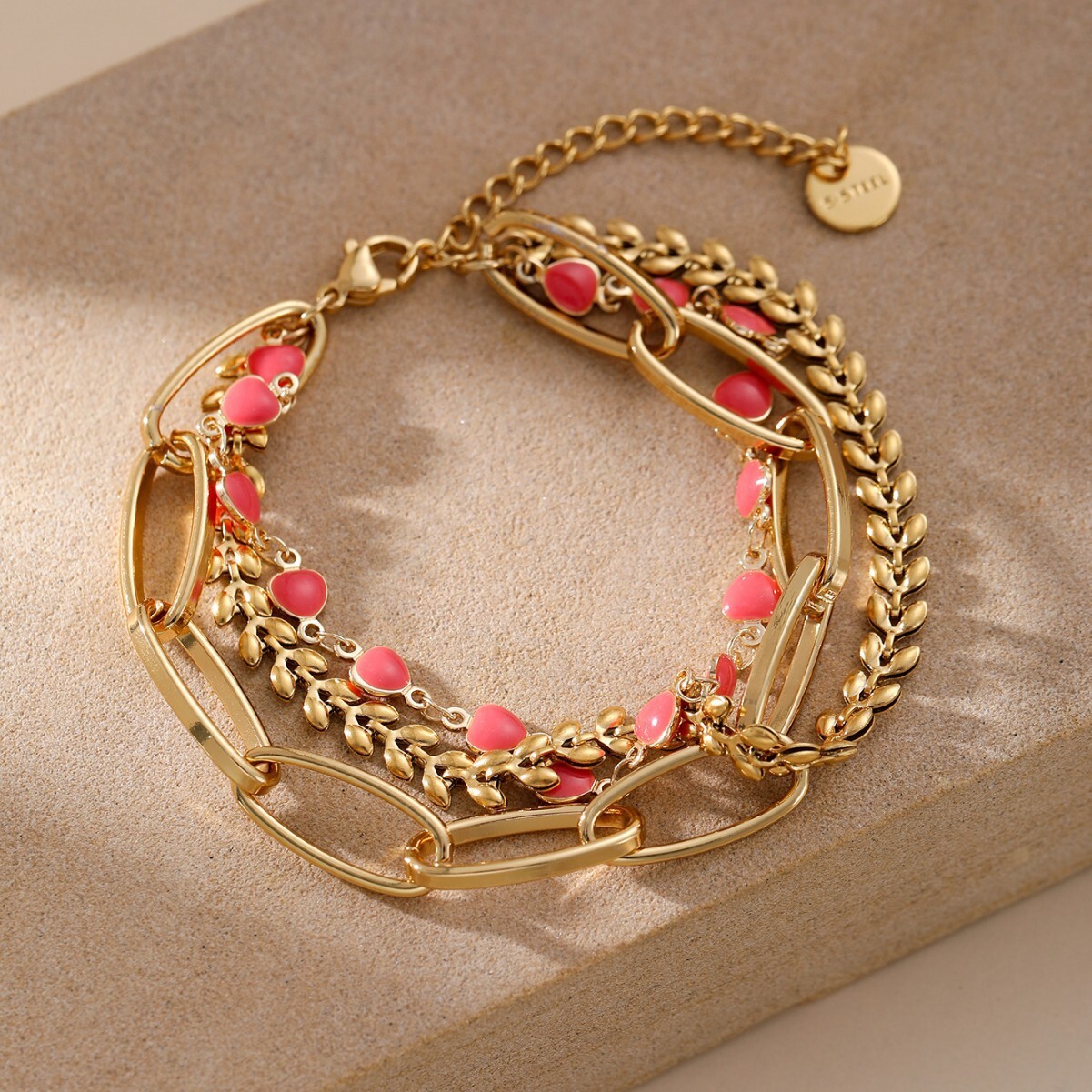 Accessories Metal Style Simple Thin Chain Set Personality Layered Gold Bracelet for Women