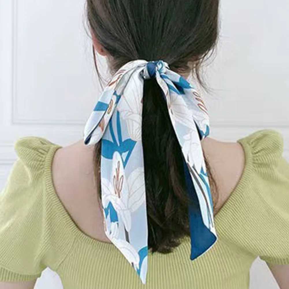Popular Silk Skinny Silk Scarf Hair Band Women Spring Hair Hand Bag Wrist Bandana Foulard Ribbon Scarves Hair Accessories W250602