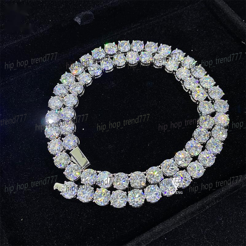 Round Brilliant Cut Moissanite Chain 5mm VVS Diamond Tennis Chain 925 Silver White Gold Plated Moissanite Tennis Chain Necklace