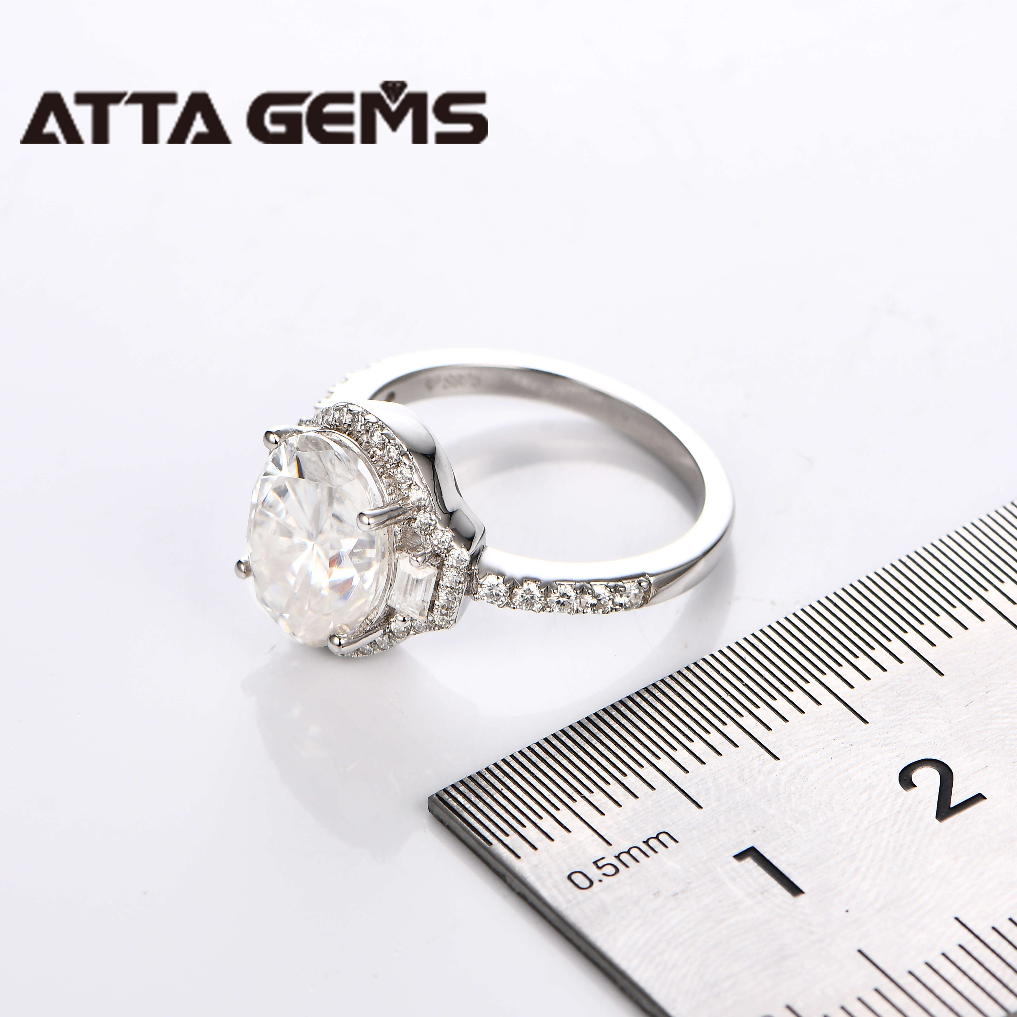 ATTA 5CT Oval Cut Moissanite Solitaire Ring for Women D Color Diamond Ring S925 Sliver 10K 14K 18K Gold Wedding Ring