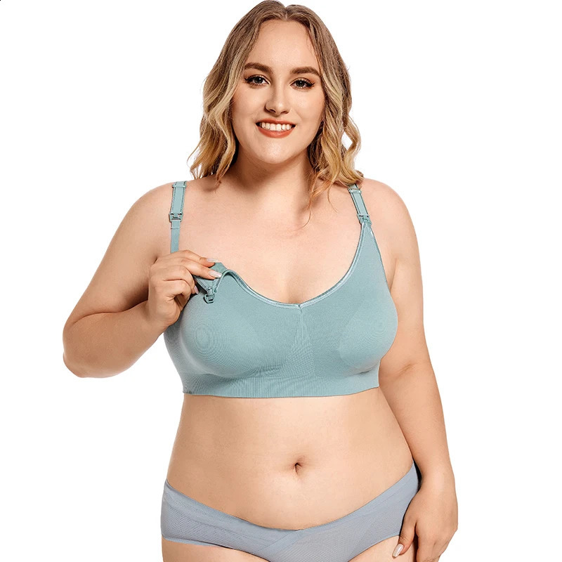 Plus Size Wireless Maternity Bra Front Open Gather Together Prevent Sagging Seamless 3D Breathable Comfortable Breastfeeding Bra 250530