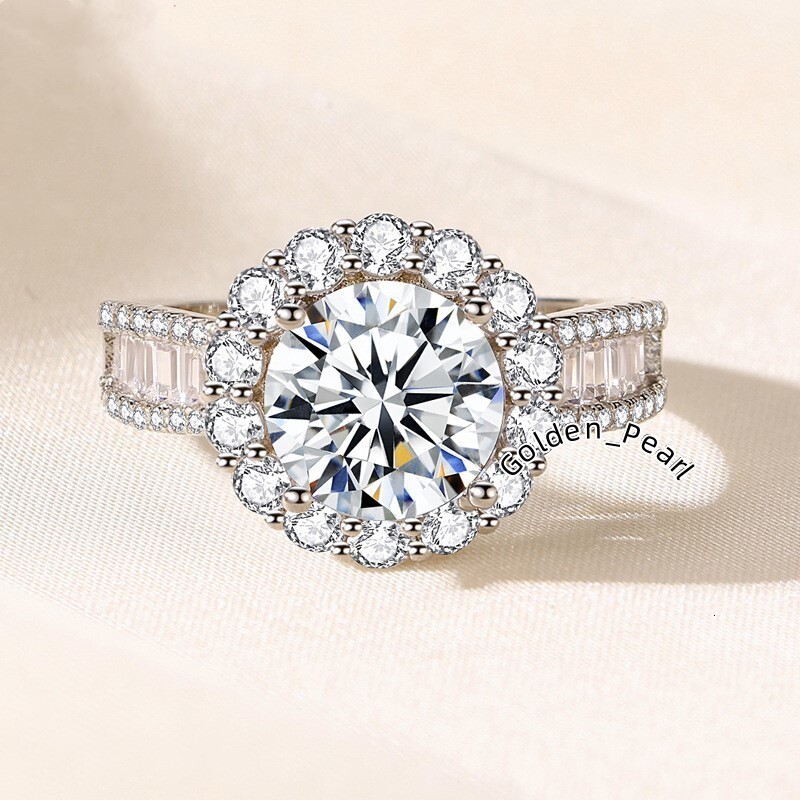 Factory Wholesale 925 Sterling Silver Hollow Design 3Carat Blossom Wedding Moissanite Ring With GRA Certificate for Women