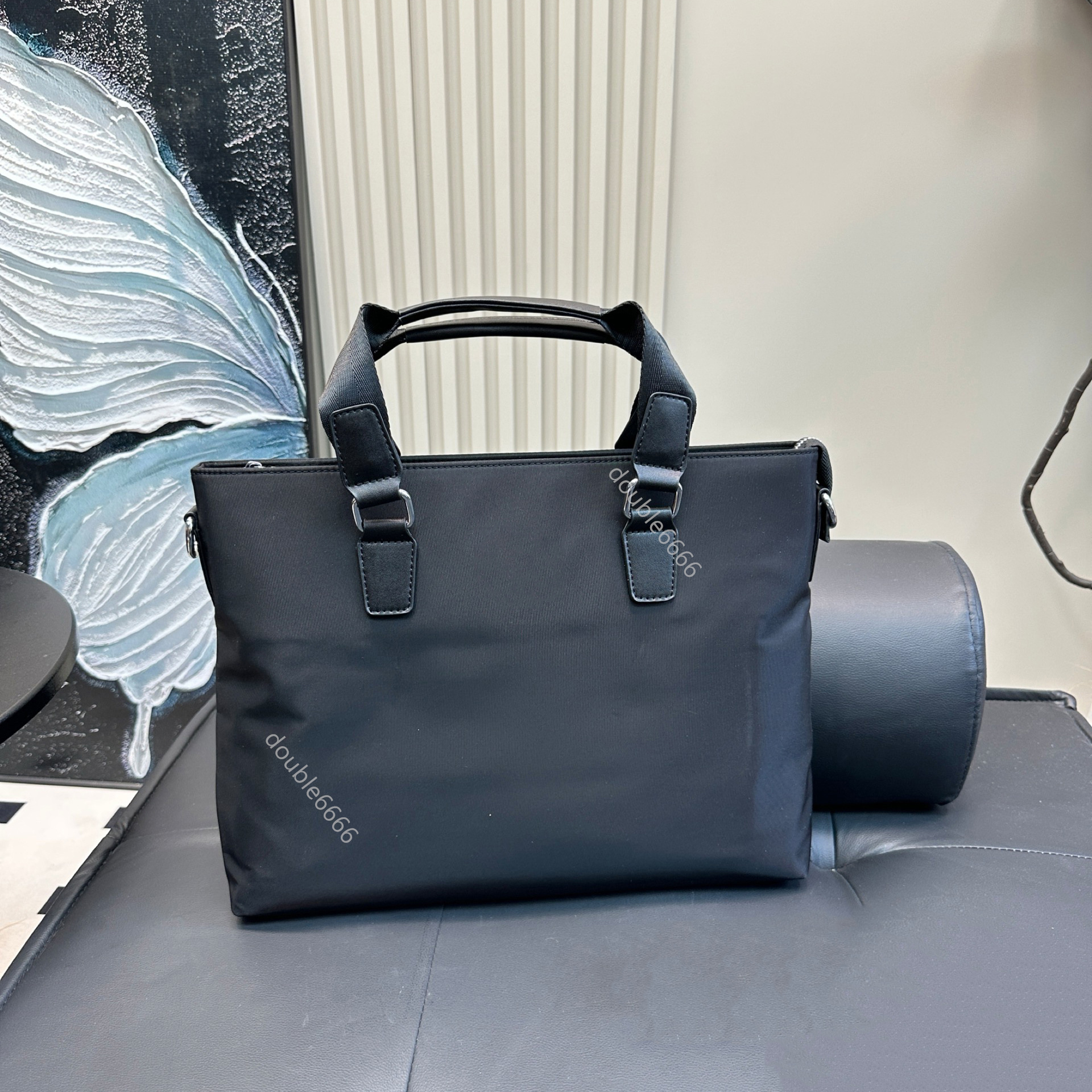 Designer Mans Briefcase Laptop Bag Womens Computer Bag Shoulder Bags Black Portable Simple Crossbody Handbag Business Nylon Messenger Bag Commuter Bag