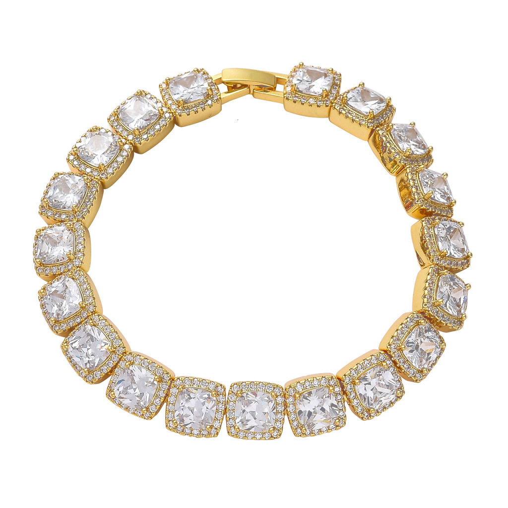 Rock candy Moissanite hip hop Bracelet 10mm wide square Moissanite mens bracelet hiphop blingchain moissanite