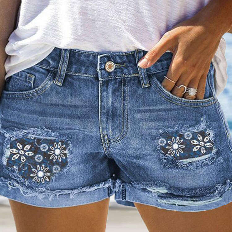 Denim Shorts Jeans Shorts Summer New Ripped Denim Shorts For Women With Unique Street Style Print And Patchwork Ripped Short Jeans