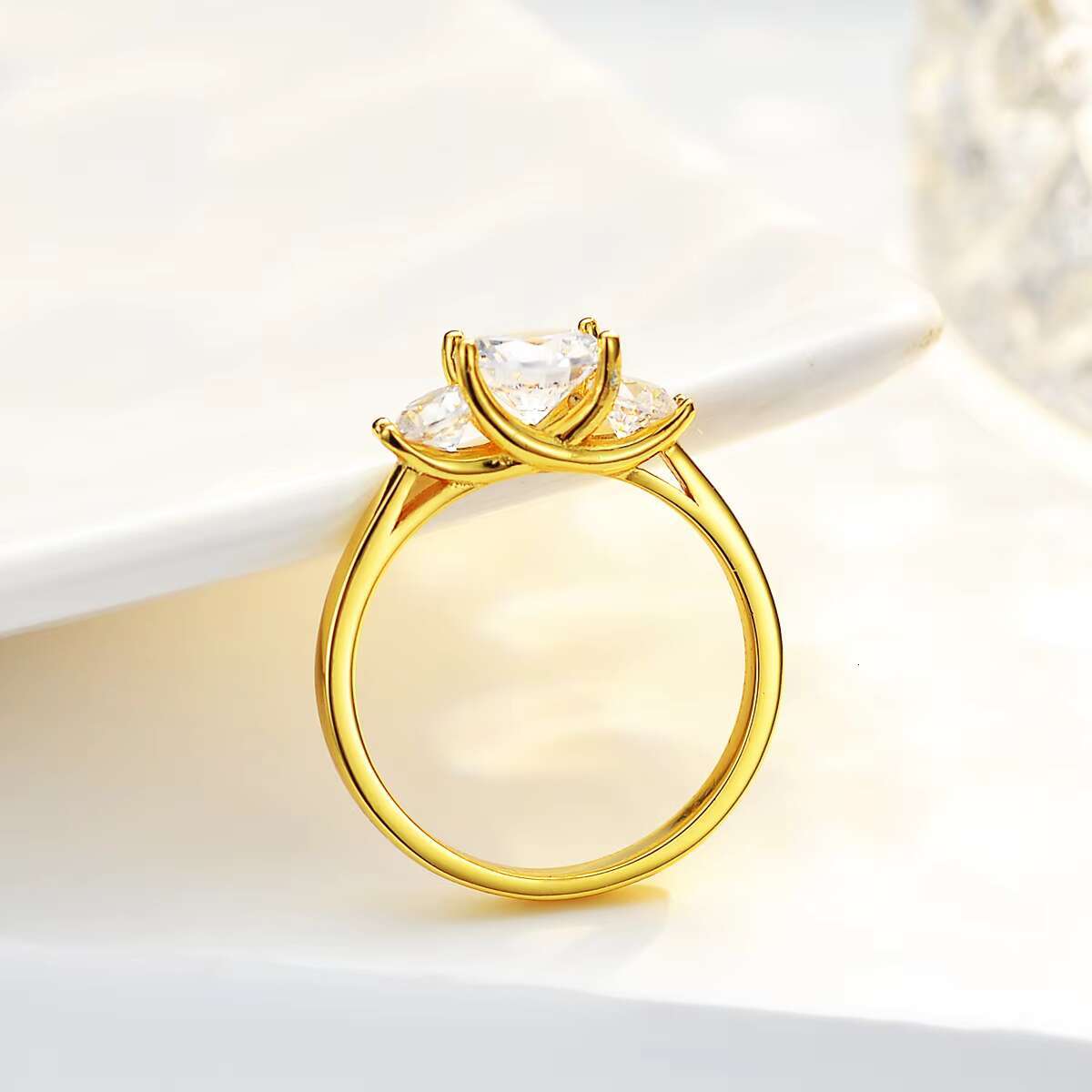 Fine Jewelry Moissanite Diamond Women Ring Three Stone Round Cut 925 Sterling Silver Rings Women Engagement Wedding Promise