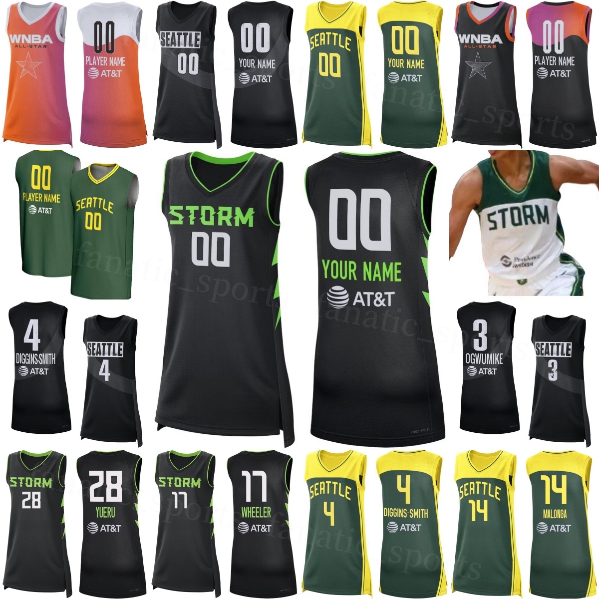 Print WNBA Lady Seattle Storm Basketball Jerseys 25/26 Youth Men Women 4 Skylar Diggins 3 Nneka Ogwumike 17 Erica Wheeler 28 Li Yueru 7 Zia Cooke 5 Gabby Williams Woman