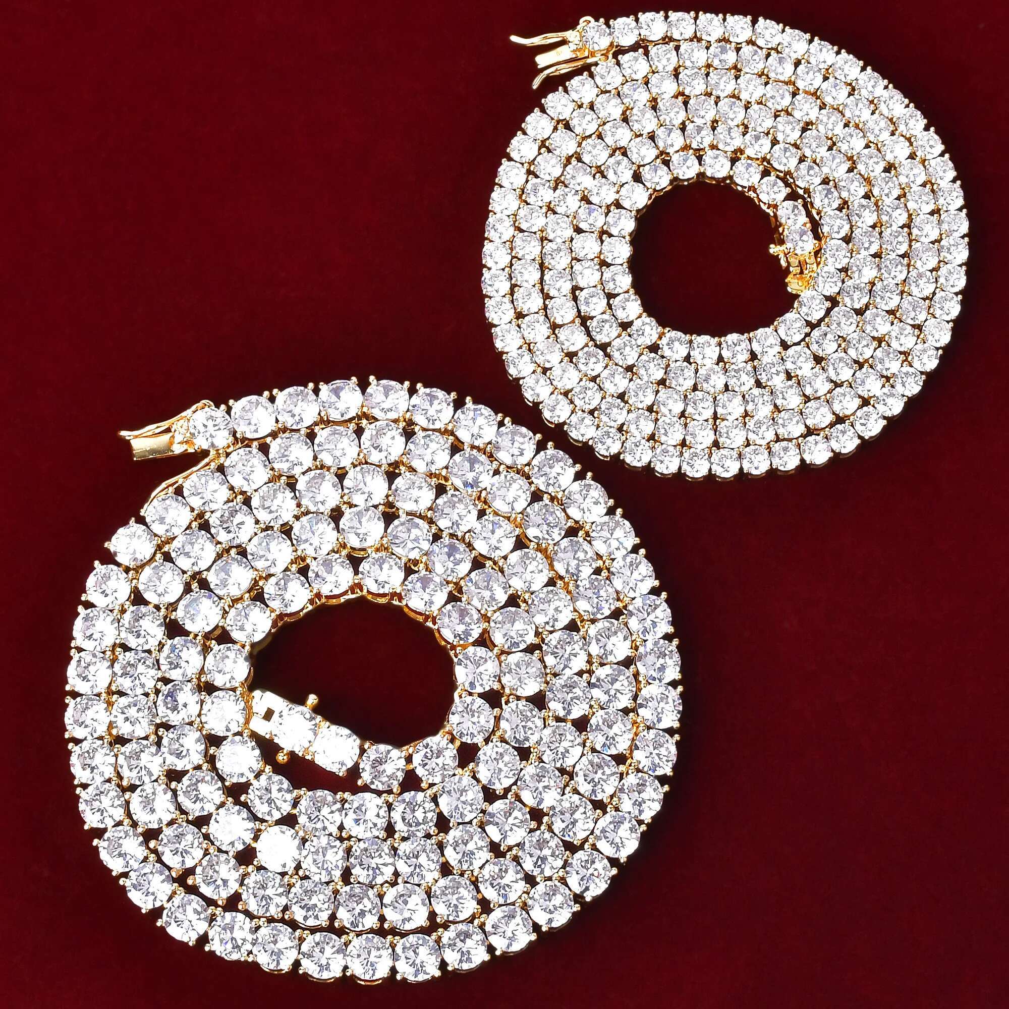 Aokaishen Tennis Chain Men Necklace Real Gold Plated Hip Hop Rock Street Jewelry Iced Out Charms Free Shipping Items Christmas