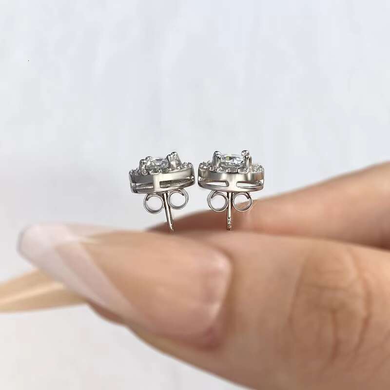Fashion Hip Hop Gra Certified Diamond Moissanite Vintage Stud Earrings 925 Silver 18k Gold Plated Women Engagement Fine Jewelry