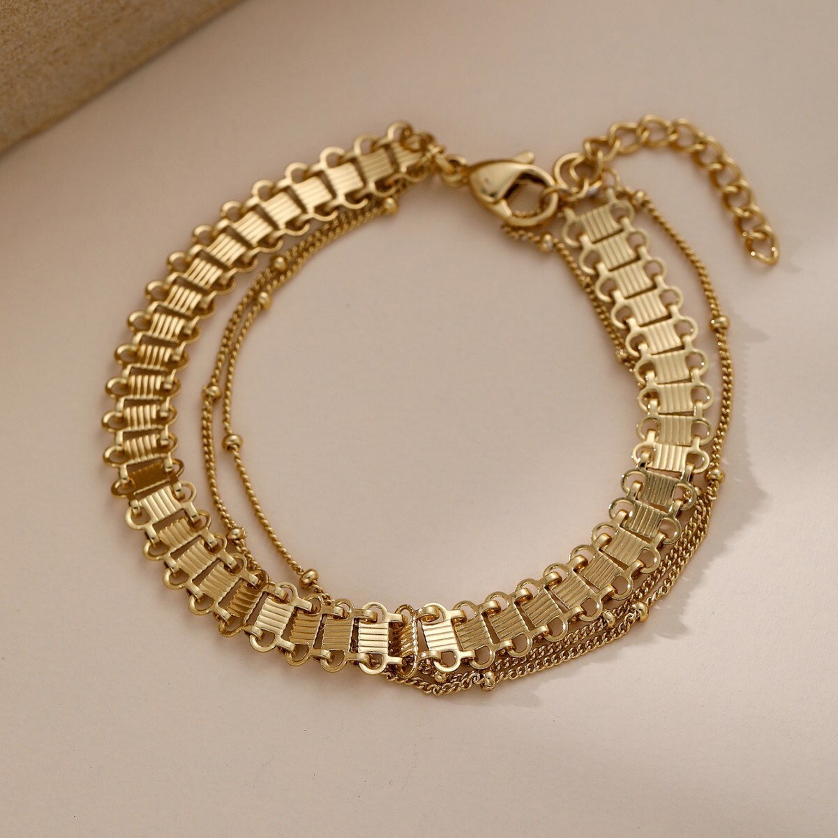 Gold Plated Women's Flower Pattern Thick Cuban Chain Bracelet Gift Jewelry Accessories