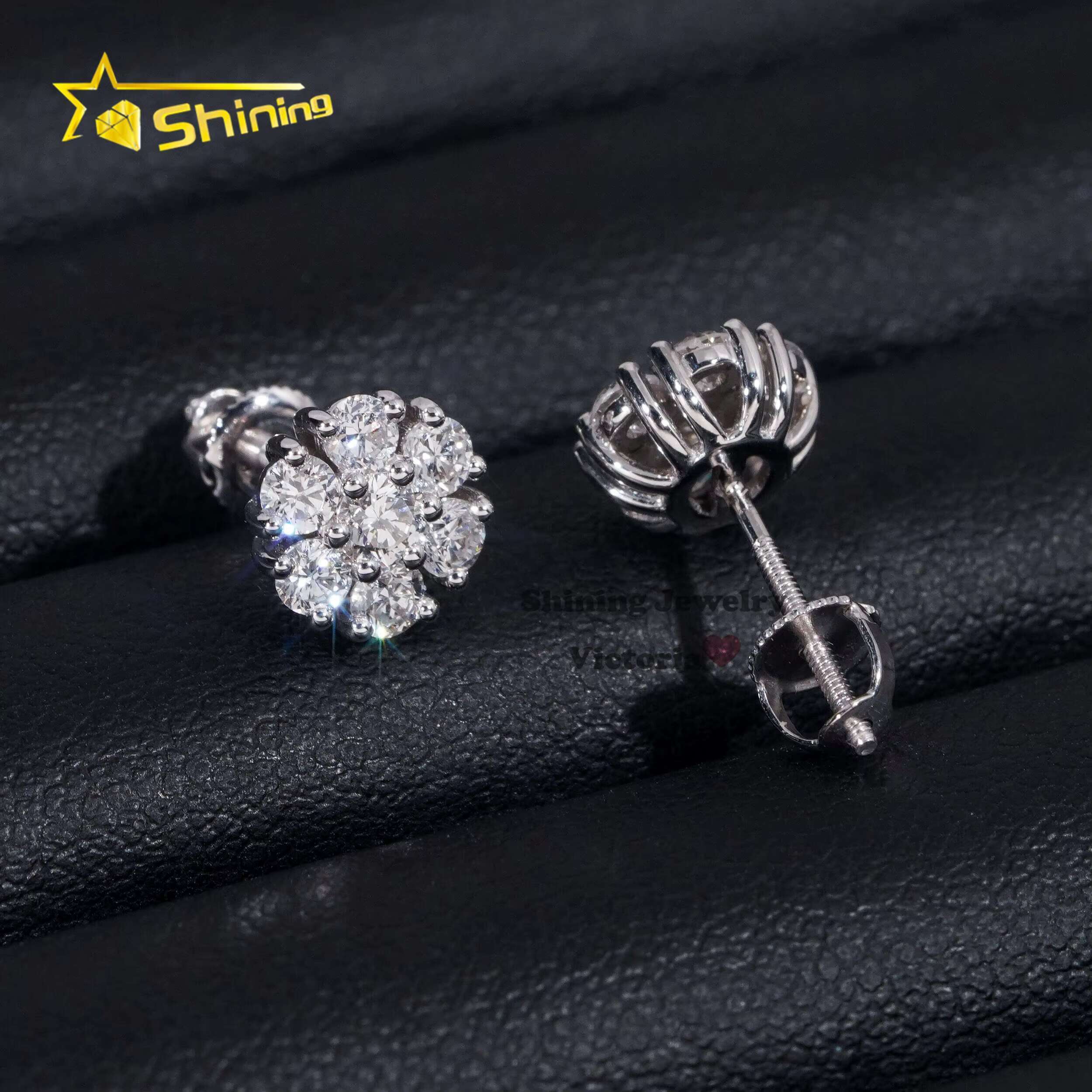 Fast Shipping IGI Certificate Fine Jewelry Iced Out Custom Valentine Gift 14K Soild Gold Lab Grown Diamond Cluster Earrings