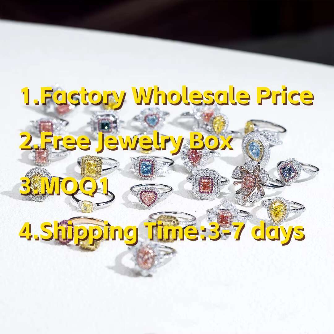 Hot Sale PT950 Jewelry Green Moissanite and Lab Grown Diamond Stackable Rings for Women