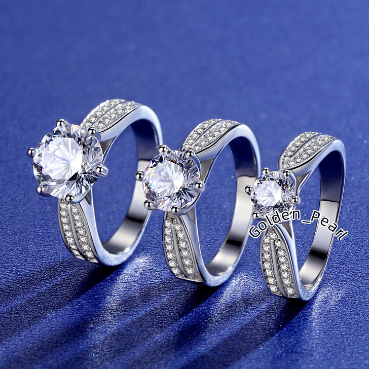 Luxury Crown Moissanite Rings Women Jewelry 1ct White Gold Plated Tarnish Free Women Wedding Rings 925 Silver