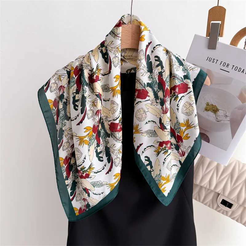 2025 Luxury Brand Plaid Print Square Silk Scarf for Women Hijab Hair Bands 70cm Neckerchief Female Satin Shawl Ribbon Headband W250602