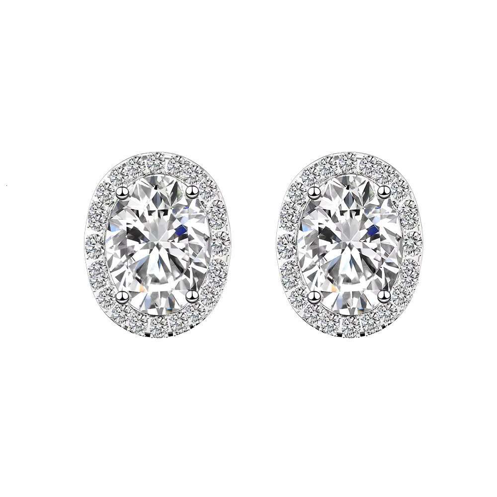 Wholesale High Sensitivity S925 Sterling Silver 1-4ct Oval Moissanite Earrings for Women Elegant Silver Jewelry