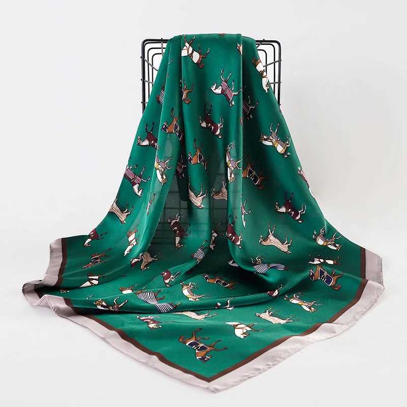 Luxury Horse Print Female Silk Neck Scarf Square Hair Scarves Foulard Head Band Shawls Wraps Neckerchief Bandana Women W250602