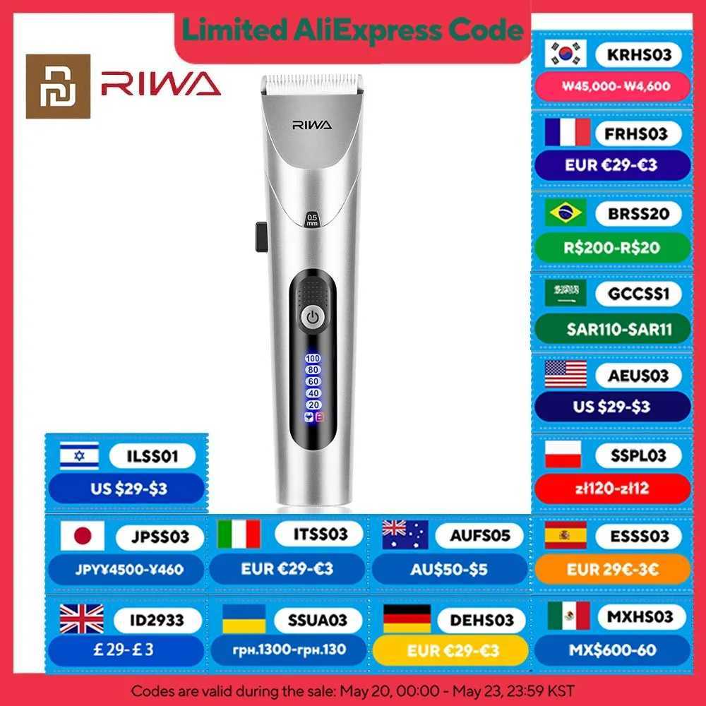 Youpin RIWA Hair Clipper Professional Electric Trimmer For Men With LED Screen Washable Rechargeable Men Strong Power Steel Head S2562{category}