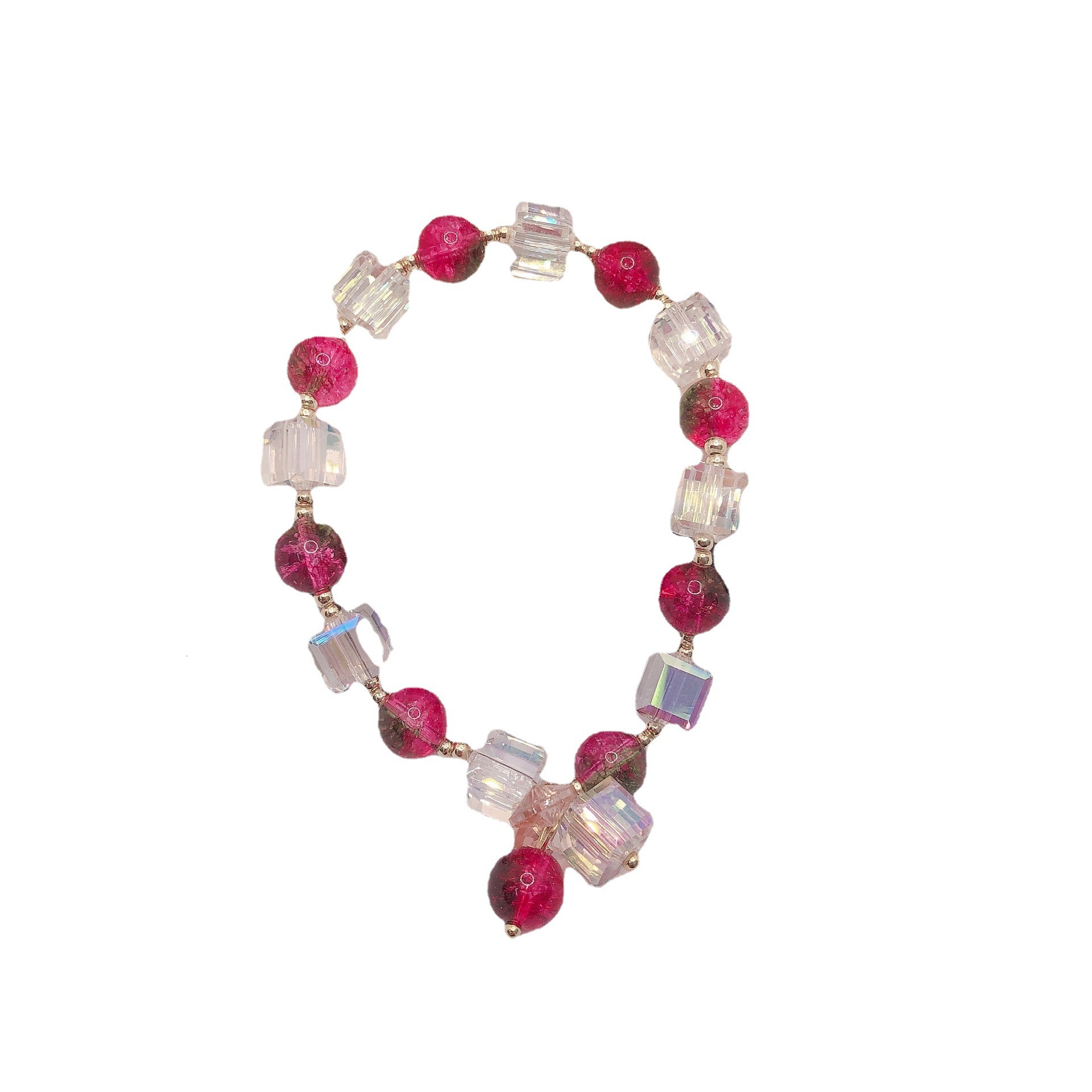 ladies' transparent watermelon crystal bracelet, copper plated 14K real gold chain bracelet jewelry