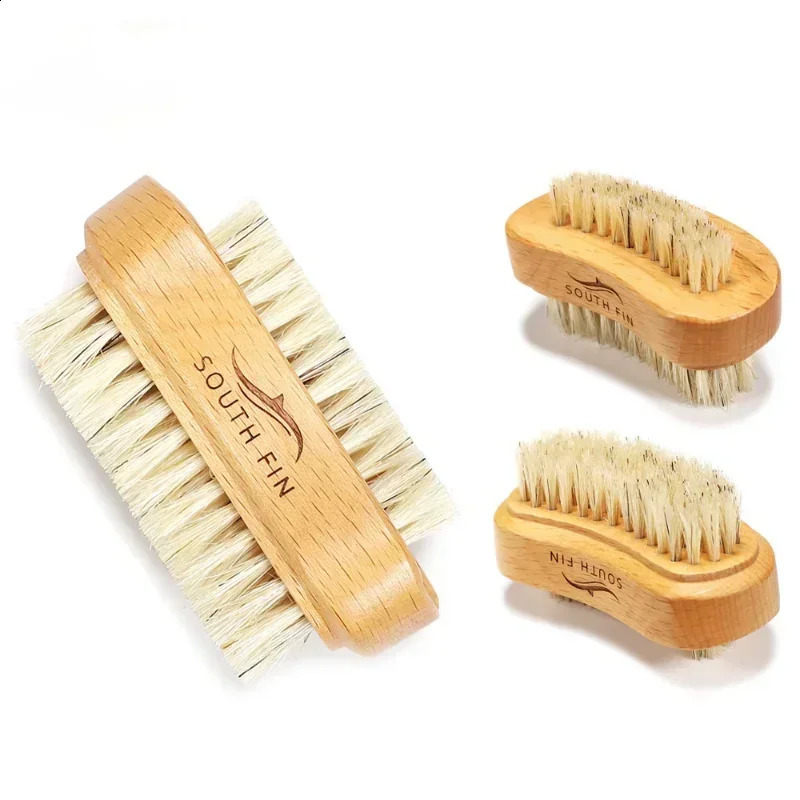 Double Sides Brushes Nail Cleaning Brush with Wooden Handle Natural Bristles Manicure Pedicure Tool Scrubbing Brush Nail brush 250528