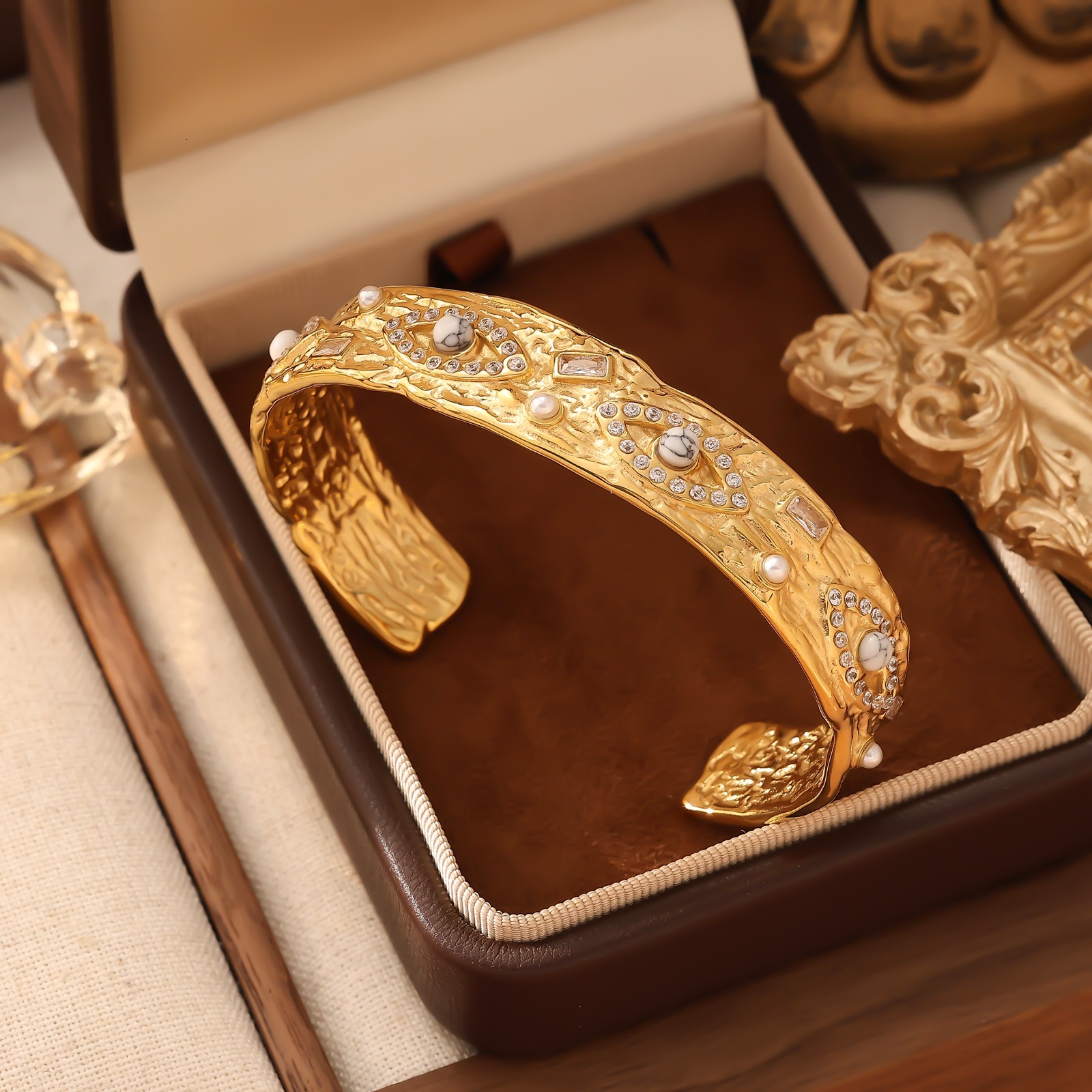 Zircon Stainless Steel Open Bracelet Jewelry