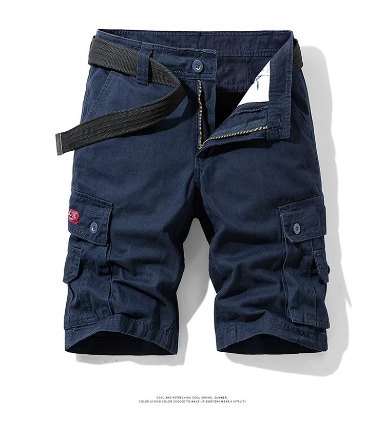 Summer mens fashionable multi pocket workwear shorts thin casual and fashionable denim multi pocket shorts 250530