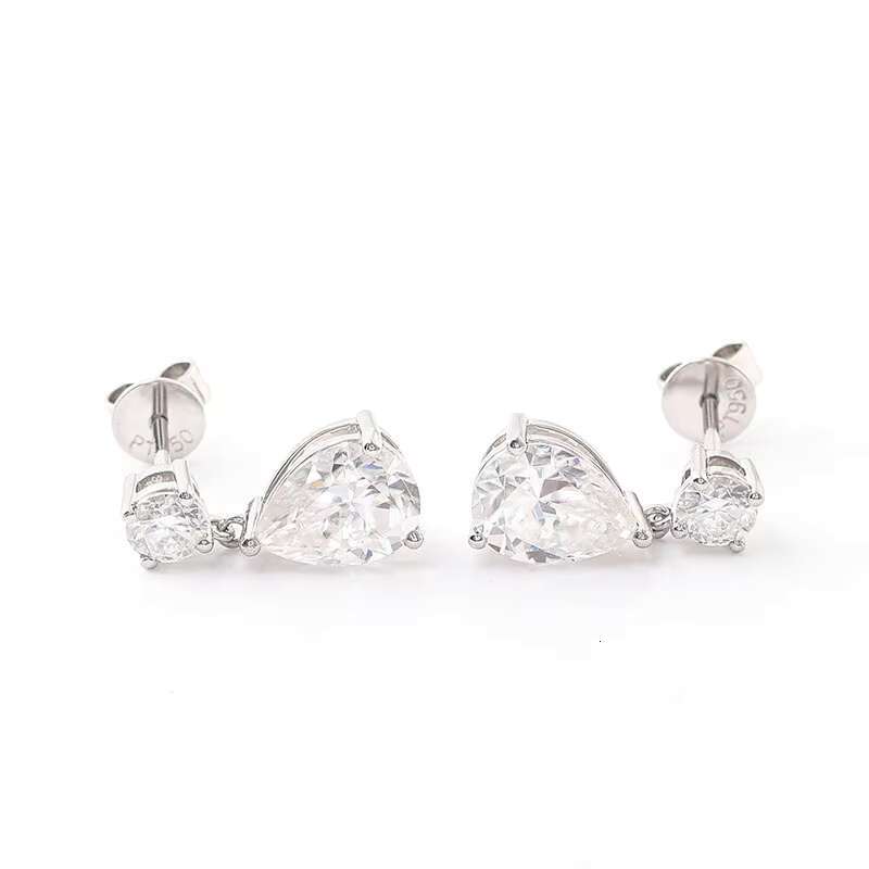 Pear Shape VVS Diamond Moissanite PT950 Stud Earrings Customized Earrings for Women