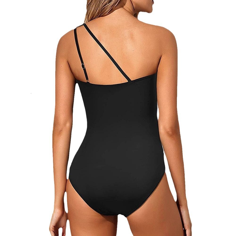 Outdoor Summer Beach Sexy Womenfree Shipping 2025 New Designer Shoes 2025 New One Shoulder One-piece Tight Swimsuit For Women, Sexy Solid Color Backle