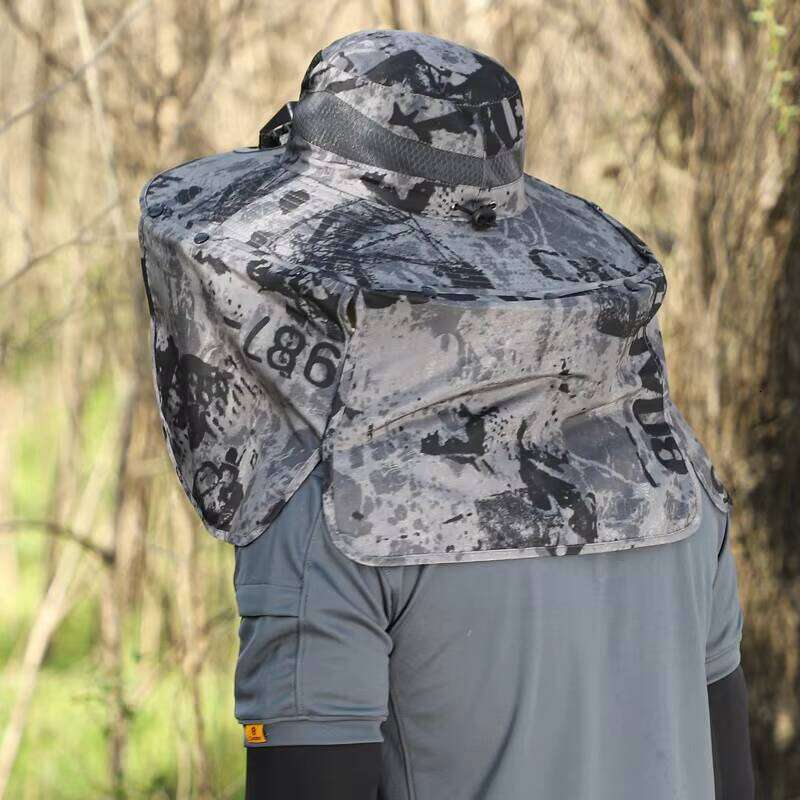 Outdoor Neck Gaiter with Solar Fan Sun Protection Men's Fishing Bucket Hat