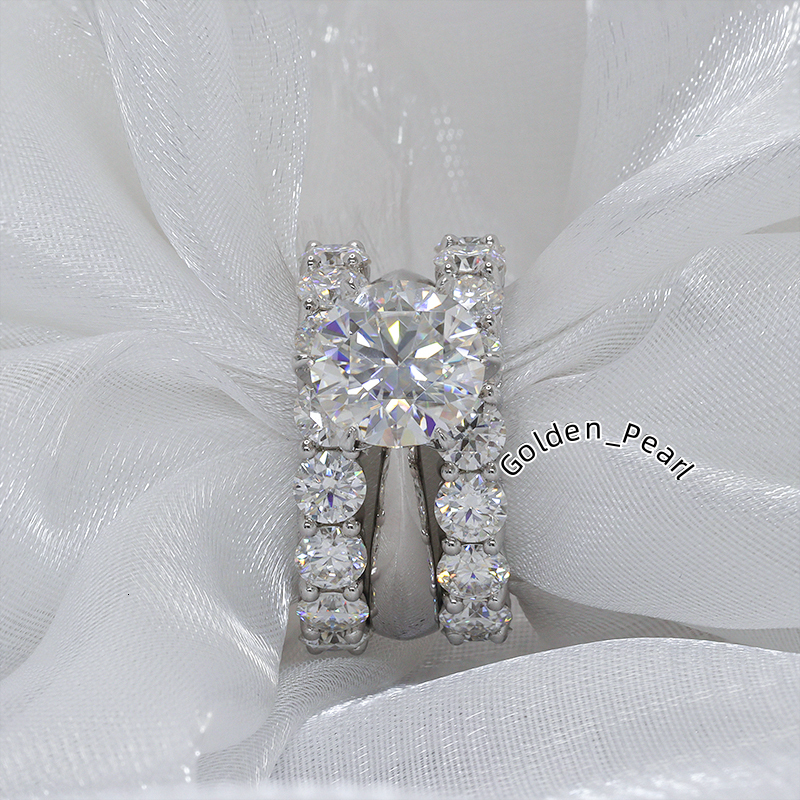 Paston Jewelry 3.5ct Round Brilliant Cut Moissanite Ring Set S925 Wedding and Engagement Rings for Women