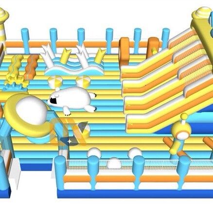 Space Odyssey Slide Big Yellow Duck Water Bouncy Fantasy Park Mechanical Iatable Castle