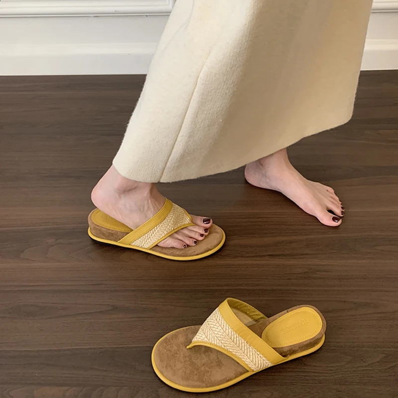 Summer Women Wedges Heel Clip Toe Slippers Outdoor Casual Beach Vacation Slide Ladies Fashion Bohemia Style Flip Flop 250528