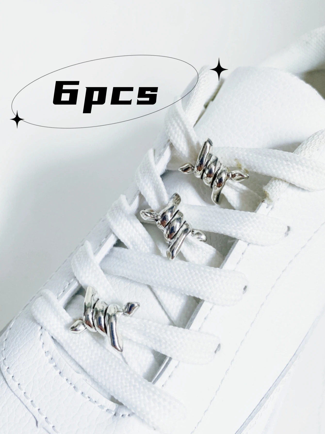 6pcs Punk Style Boots Shoe Lace Metal Decorative Buckle Detachable Accessory For Sneakers And Flat Shoes 250528