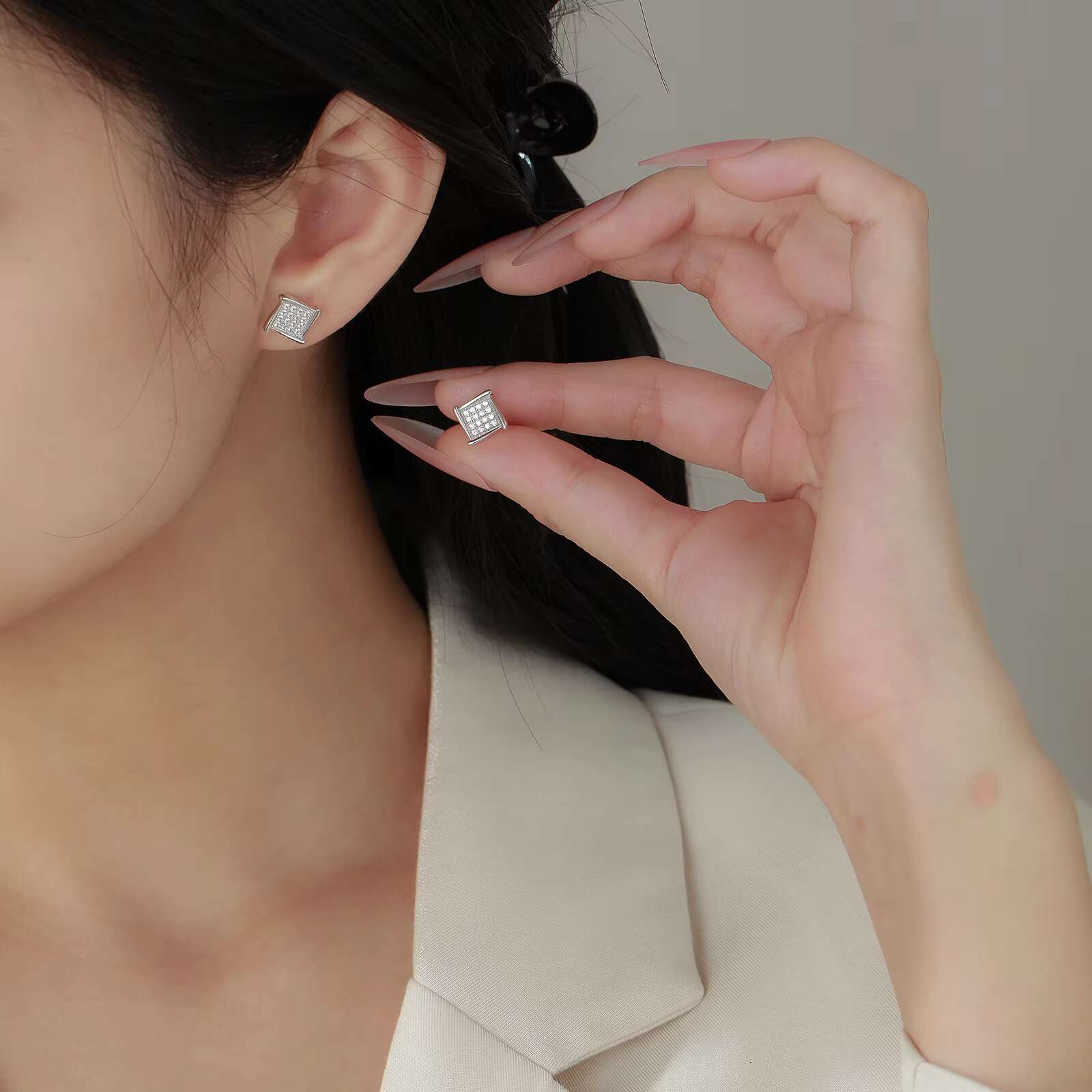 Luxury Hip Hop Square GRA Moissanite VVS 18K Gold Plated 925 Sterling Silver Men and Women Earrings Jewelry Wholesale