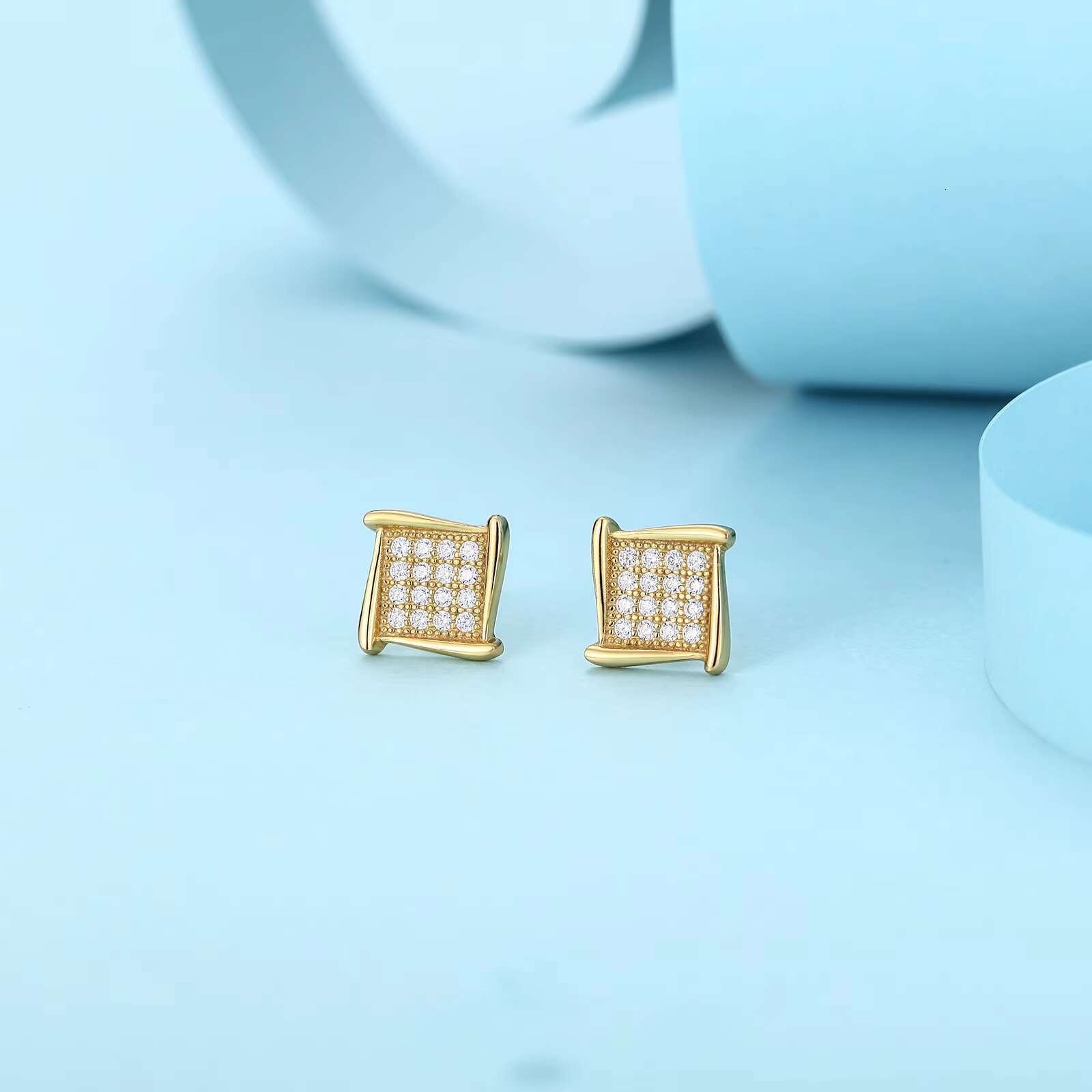 Luxury Hip Hop Square GRA Moissanite VVS 18K Gold Plated 925 Sterling Silver Men and Women Earrings Jewelry Wholesale