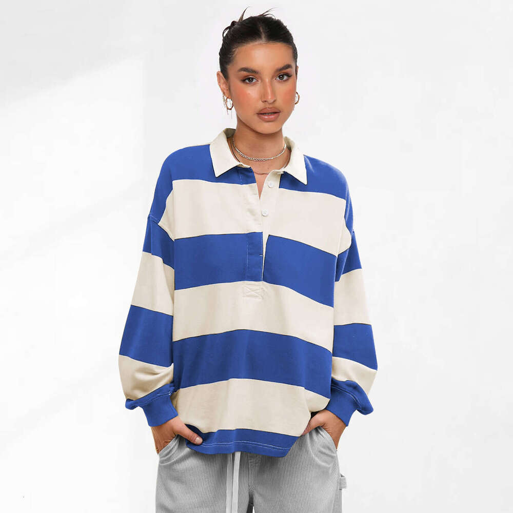 2025 Hot Selling New Women's Fashion Autumn Personality Casual Striped Plus Size Loose Sweatshirt