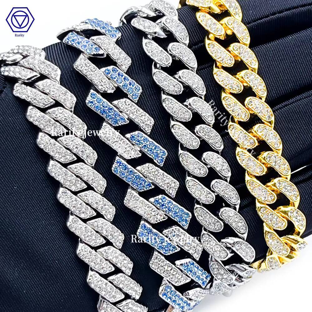 Rare 8mm -20mm Sier Gold Plated AAAAA Zircon Rap Singer Jewelry Hip Hop Miami Brass Cuban Chain