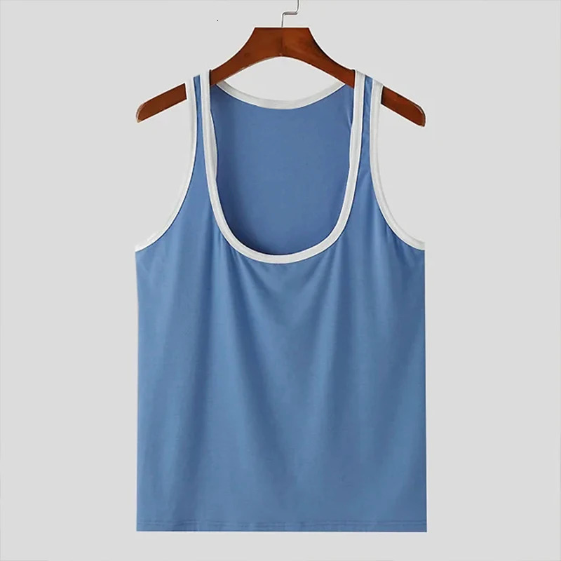 Summer Mens Skinny Gym Tank Tops Leisure Sleeveless Sportwear Fashion Well Fitting Patchwork Bodybuilding Vest S2XL 250527