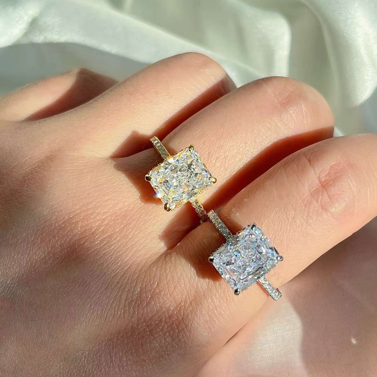 Dylam Free of Nickel and Lead Engagement Rings for Her Fit Moissanite Sterling Silver AAAAAAAA CZ Anniversary 925 Silver Ring