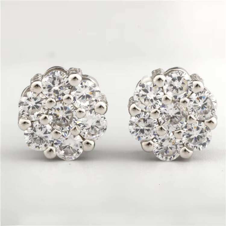 New Arrival 925 Sterling Silver Moissanite Diamond Stud Earrings Hip Hop Jewelry Trendy New Style Vvs1 Moissanite Earrings