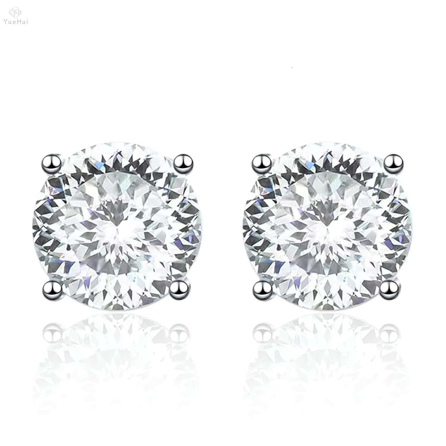 1ct 2ct d Color 925 Sterling Silver Luxury Diamond Vvs 100 Facet Russian Portuguese Cut Moissanite Earrings Stud