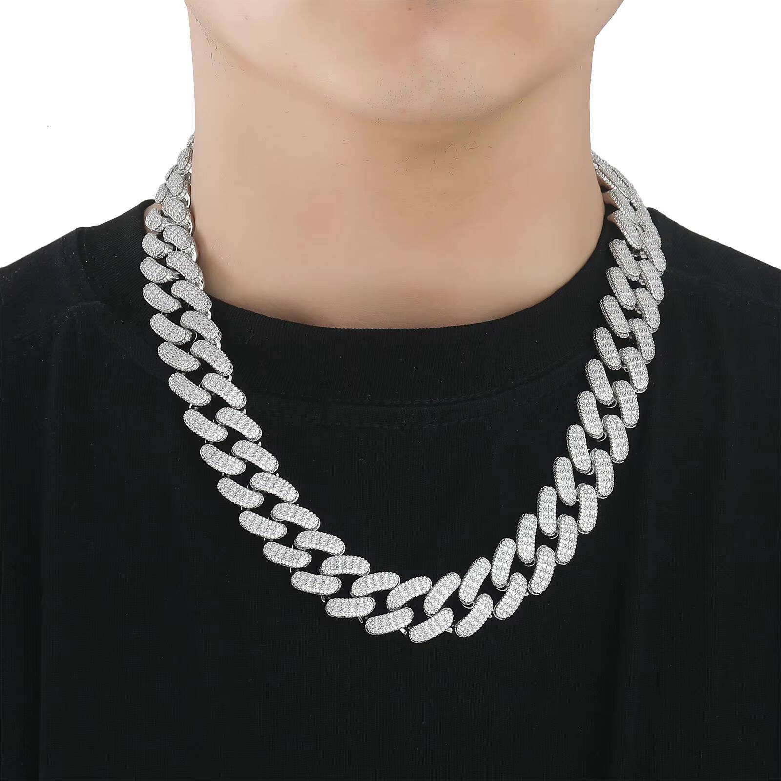 BES 20MM High Quality Gold Plated Brass k Necklace Zircon Cuban Chain Trend Personality Hip Hop Jewelry
