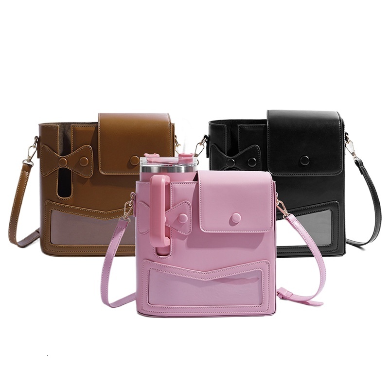 designer Cross-Border Hot Sale New Bowknot Water Bottle Bag for Women, Cute Outdoor Portable Drink Bottle Bag, Crossbody Bag for Students