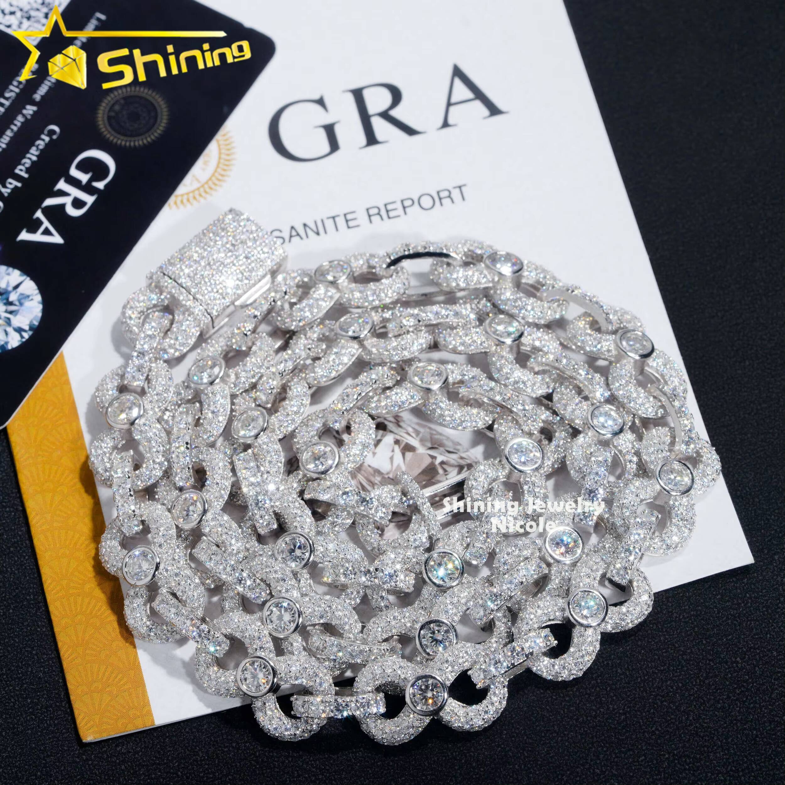 Hip hop accessory fashion solid sier ice 13mm pyroxene Cuban chain infinite necklace