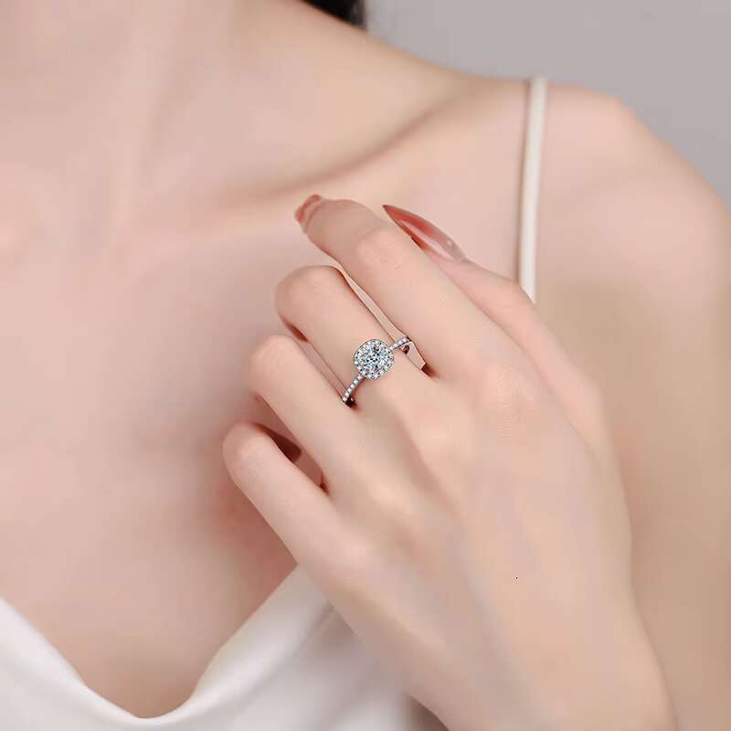Factory Wholesale Luxury Womens 925 Silver Engagement Wedding Promise Finger Rings Custom Moissanite Fine Jewelry