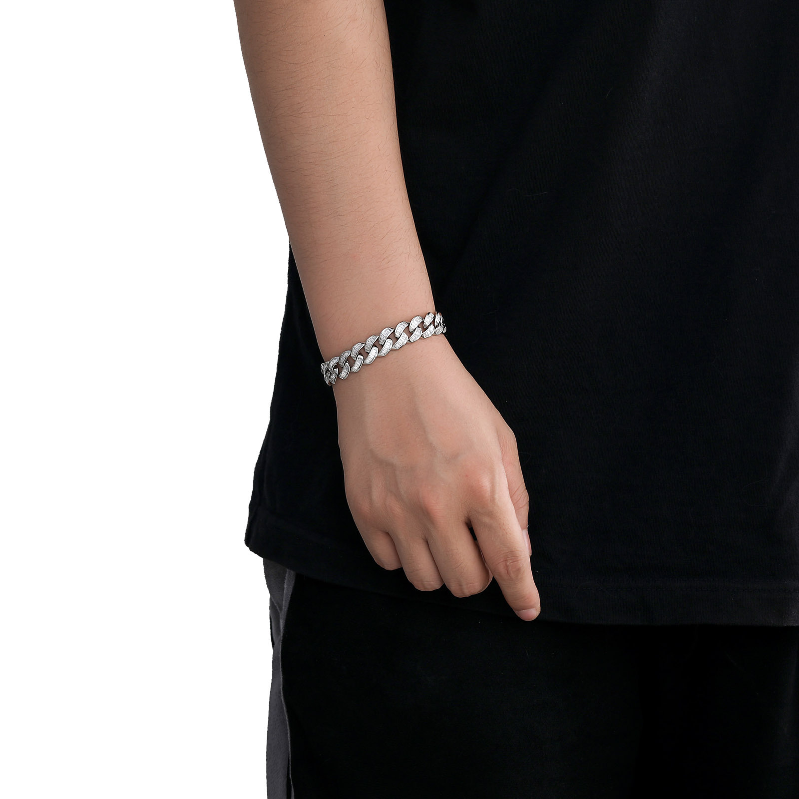Hip Hop Mens Bracelet 13mm Wide T Cubic Moissaniteia Cuban Chain Personality Micro Paved Moissanite Hip Hop Accessories moissanite