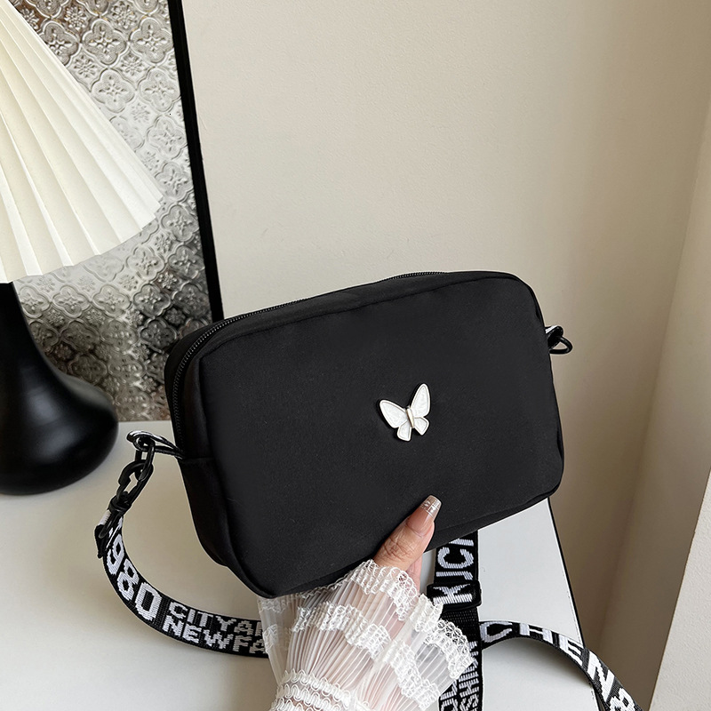 Free Shipping Designer Fashionable And Versatile Nylon Fabric Broadband Small Square Bag Ins Butterfly Women's Simple Single Shoulder Diagonal Cr